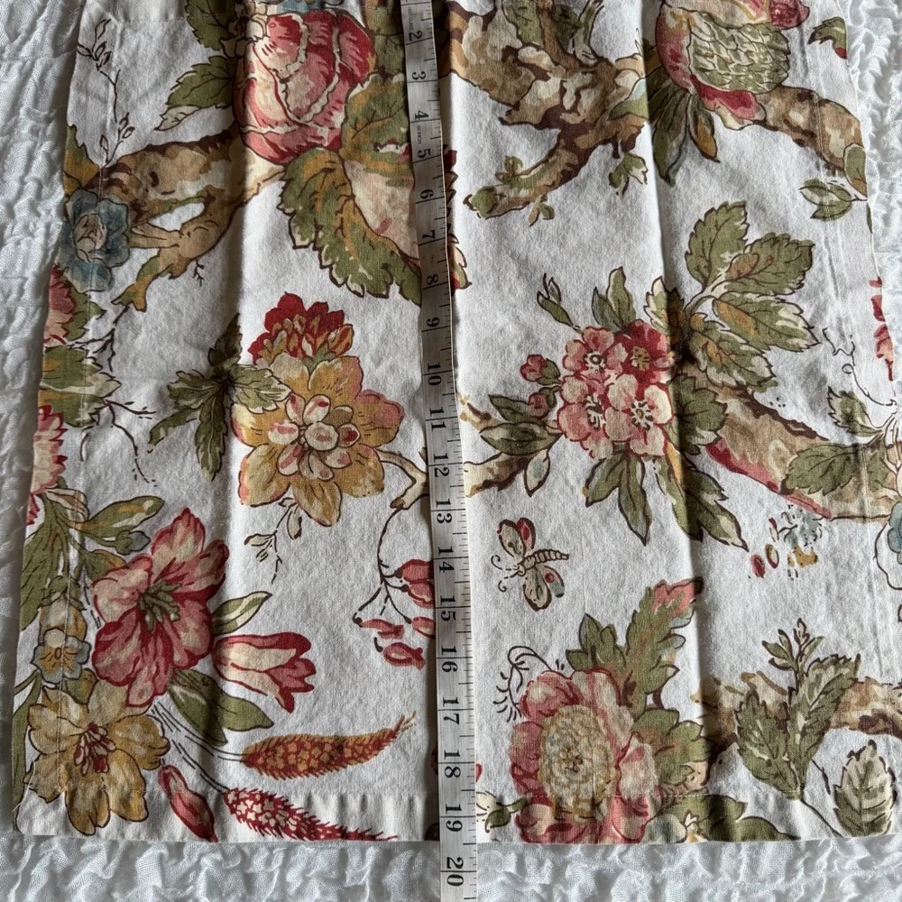 Pottery Barn Floral Linen Cotton Napkins Set Cottagecore Sage Green